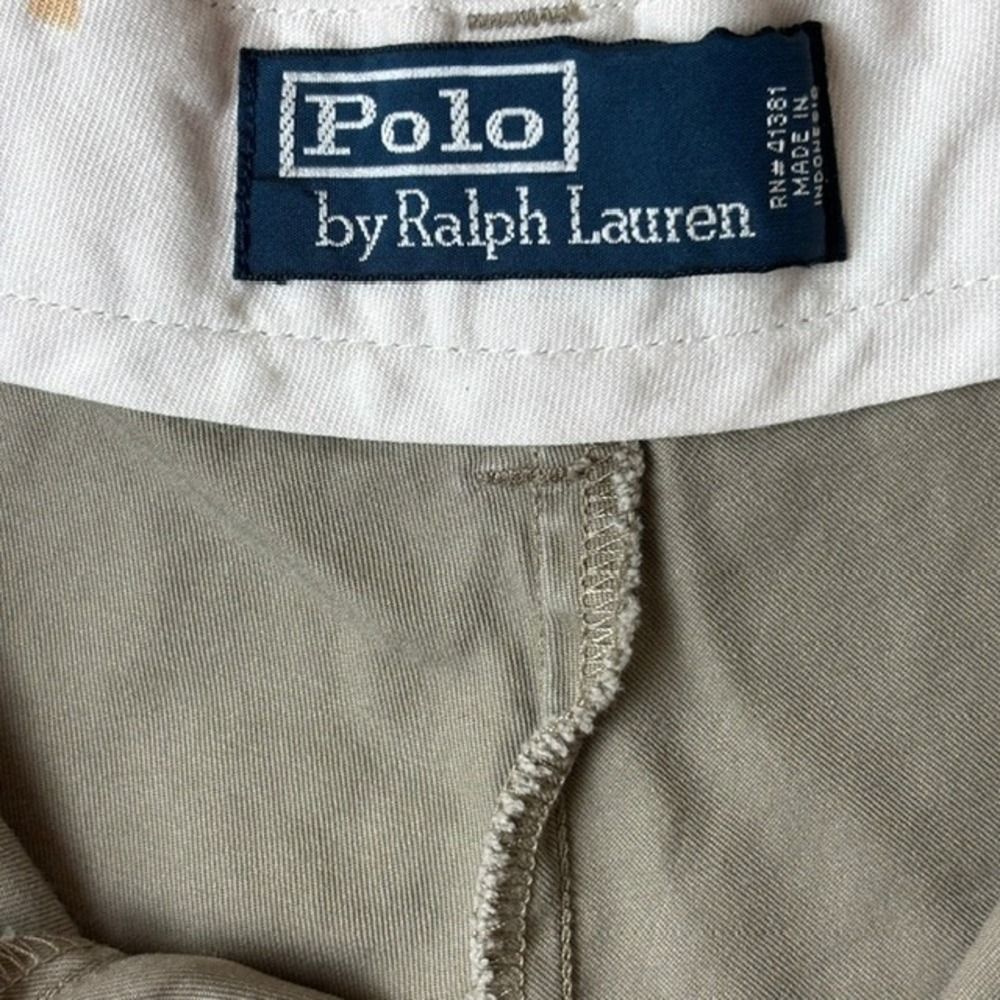 Mens 38 Polo Ralph Lauren Chino Shorts Gray Cotton Flat Front Slash Pockets - Picture 6 of 15